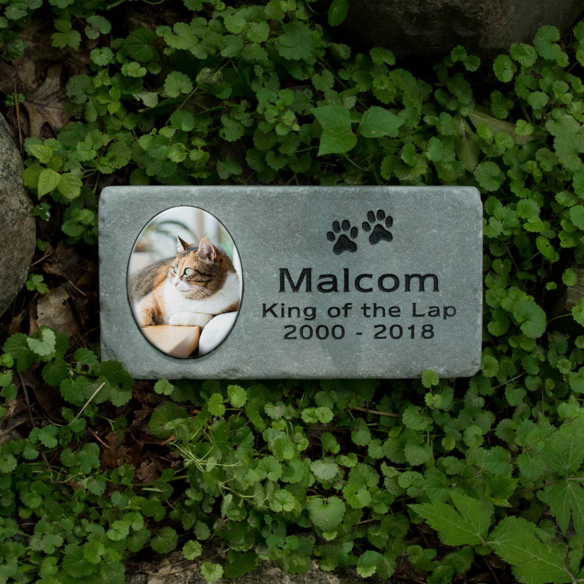 Outdoor pet memorial stone.